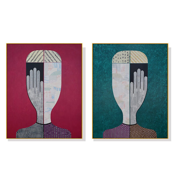 Fanno-Canvas Wall Art Set Abstract Man and Woman 40x60cm Gold Frame Home Decor