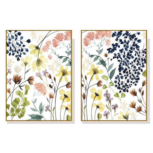 Fanno-Canvas Wall Art Flower Composition Set with Gold Frame 40x60cm Home Decor