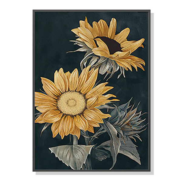 Fanno-Canvas Wall Art Sunflowers Black Frame Premium Print Home Decor 90cmx135cm