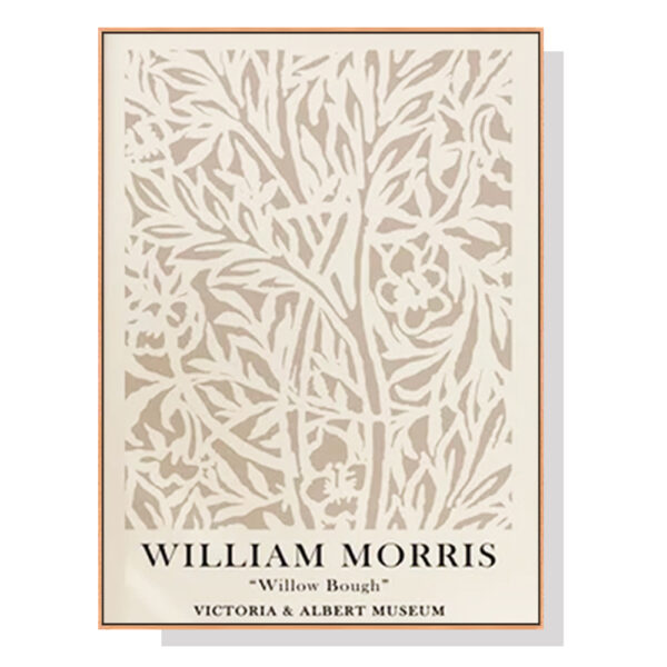 Fanno-Canvas Wall Art 90x135cm William Morris Neutral Wood Frame Home Decor Print