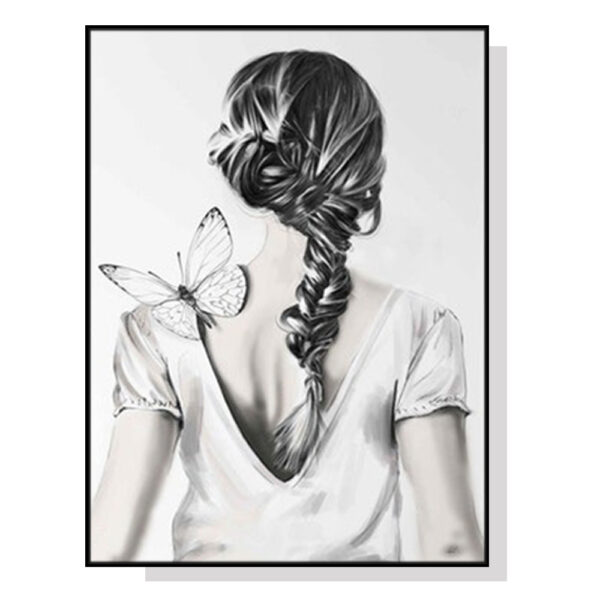 Fanno-Canvas Wall Art 40x60cm Woman Back With Butterfly Framed Home Decor Australia