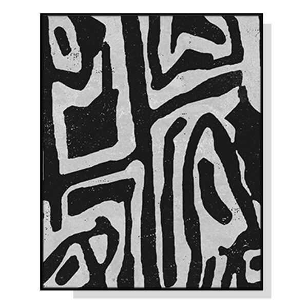 Fanno-Canvas Wall Art 50x70cm Abstract Black Artwork with Floating Frame for Home Decor