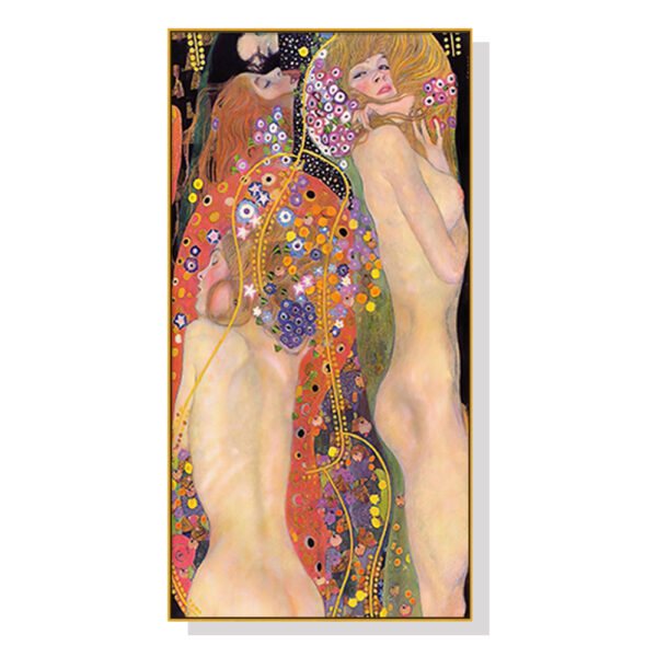 Fanno-Canvas Wall Art Water Serpents by Gustav Klimt 50x100cm Floating Frame Decor