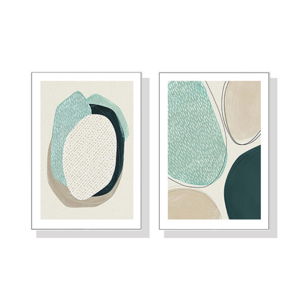 Fanno-Canvas Wall Art Abstract Green Circle Set with White Frame 40x60cm Home Decor