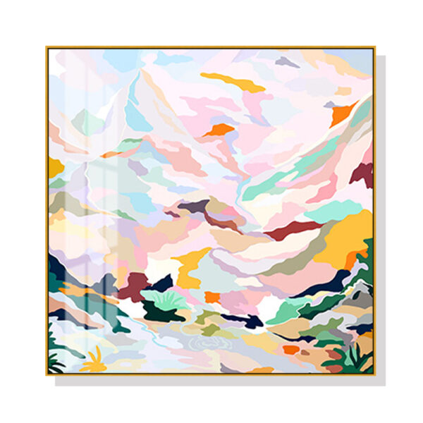 Fanno-Canvas Wall Art 40x40cm Abstract Pink Mountain Floating Frame Home Decor