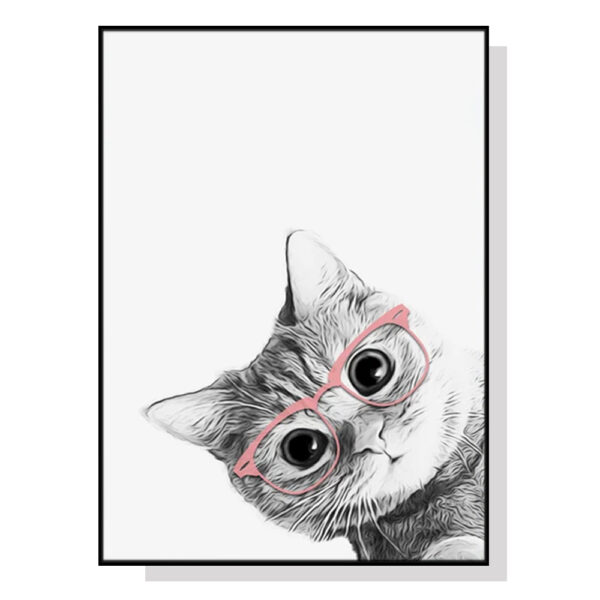 Fanno-Canvas Wall Art Cat with Glasses Framed Print 60x90cm Home Decor Australia