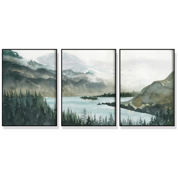 Fanno-Canvas Wall Art Set 80x120cm Landscape Black Frame Premium Quality Prints