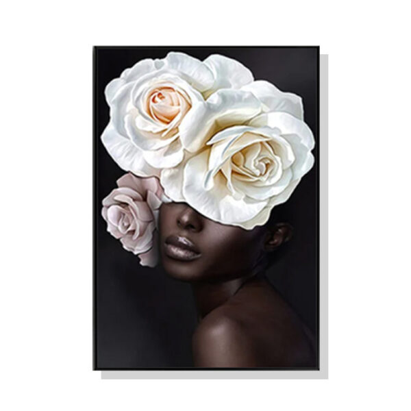 Fanno-Canvas Wall Art Flower African Woman Framed Print 90cmx135cm Home Decor