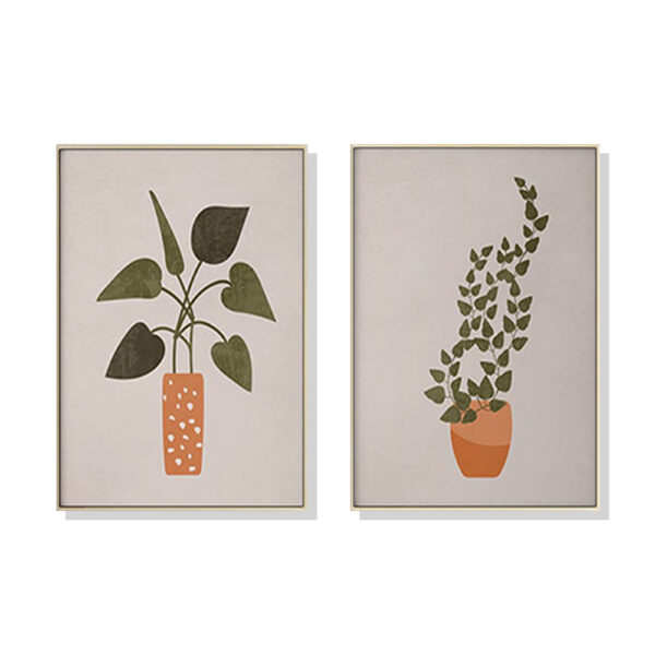 Fanno-Canvas Wall Art Boho Botanical Prints Set of 2 with Gold Frame 50x70cm