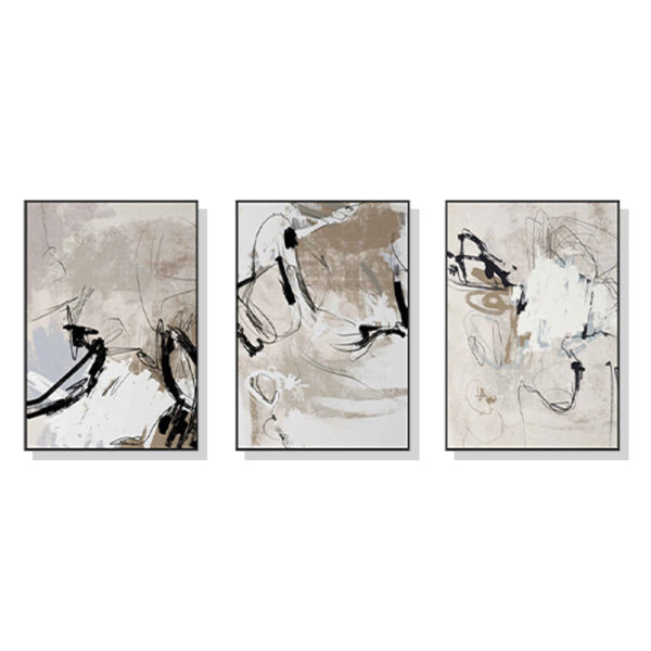 Fanno-Canvas Wall Art Set Modern Abstract Beige 40x60cm Black Frame Home Decor