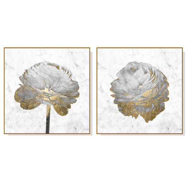 Fanno-Canvas Wall Art Set Gold and White  40x40cm Framed Home Decor Australia