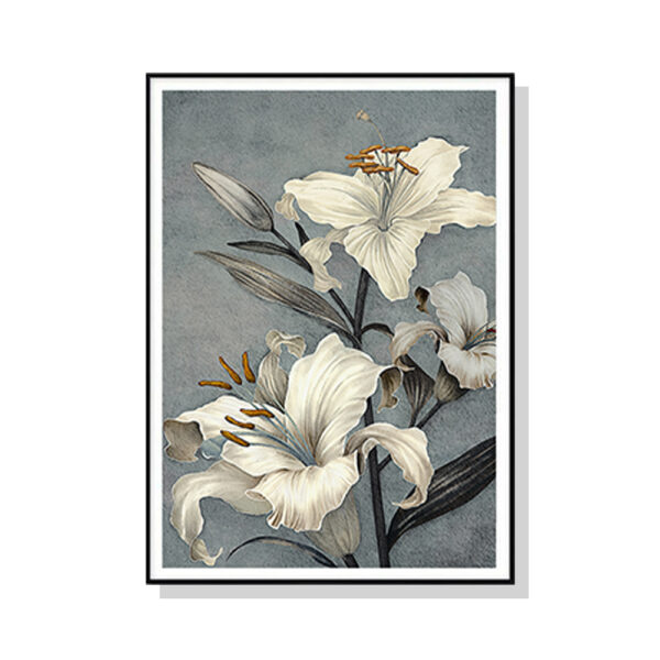 Fanno-Canvas Wall Art Floral Lily II 40x60cm Black Frame Premium Print Home Decor