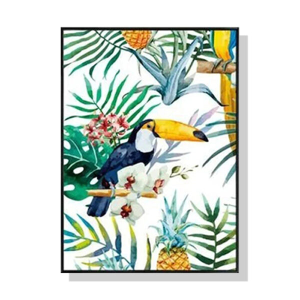 Fanno-Canvas Wall Art 50x70cm Toucan Plants Black Frame Premium Print Home Decor