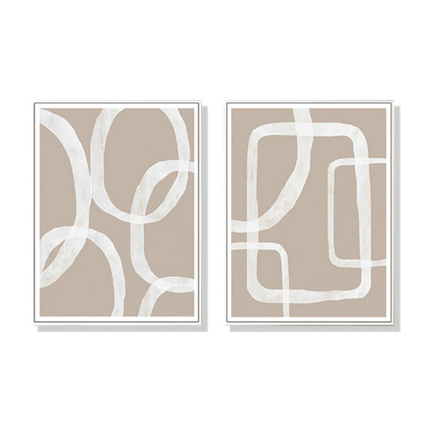 Fanno-Canvas Wall Art Abstract White Lines Set of 2 Framed Prints 70x100cm Home Decor