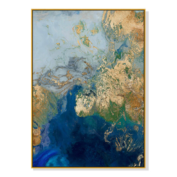 Fanno-Canvas Wall Art Marbled Blue Gold Artwork Framed 80x120cm Home Decor Australia