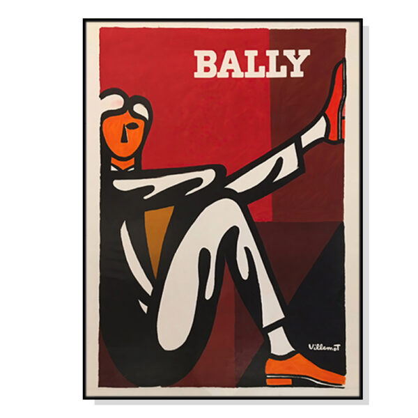 Fanno-Canvas Wall Art 100cmx150cm Bally Man by Villemot Black Frame Home Decor