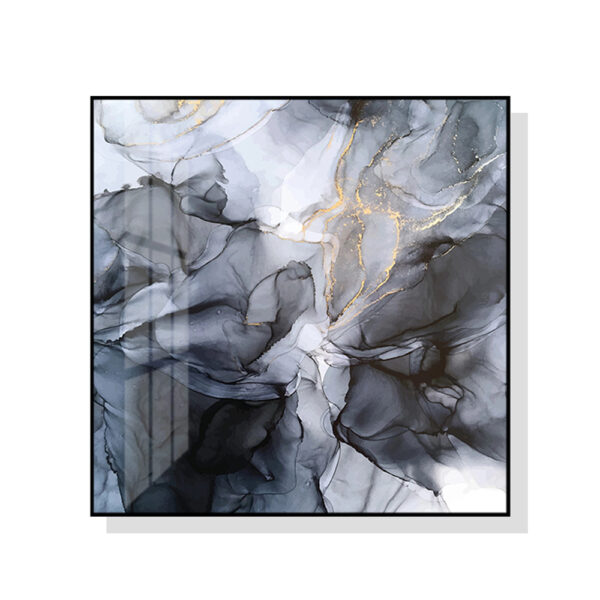 Fanno-Canvas Wall Art 50x50cm Marbled Black Grey Framed Print for Home Decor