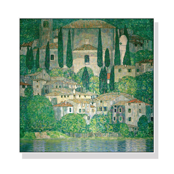 Fanno-Canvas Wall Art 50x50cm Kirche In Cassone by Gustav Klimt Framed Print Decor