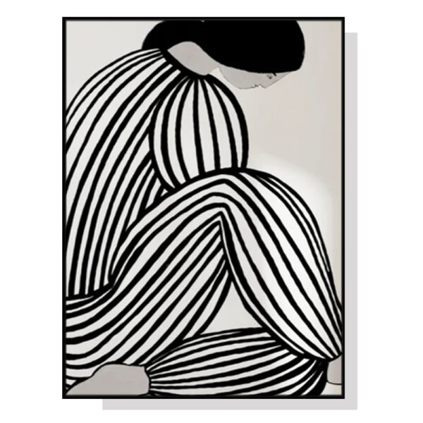 Fanno-Canvas Wall Art Mid Century Figure Black Frame 60x90cm Premium Print Decor