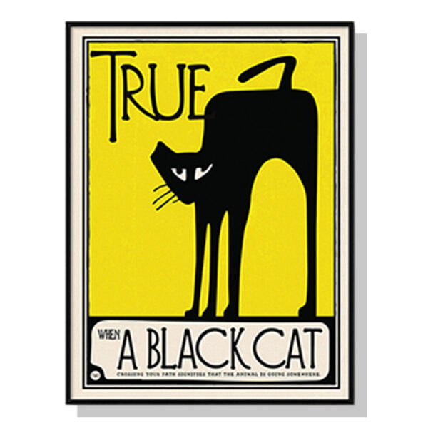 Fanno-Canvas Wall Art Black Cat Framed Print 50x70cm Premium Quality Home Decor