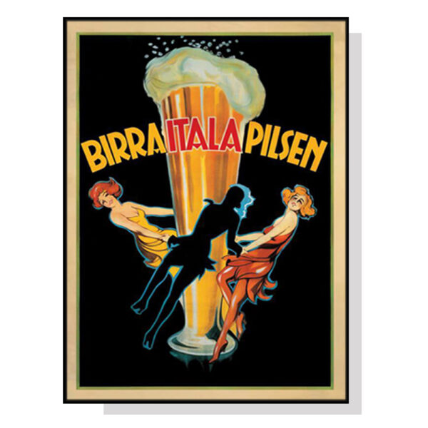 Fanno-Canvas Wall Art 50x70cm Birra Itala Pilsen Black Frame Premium Print