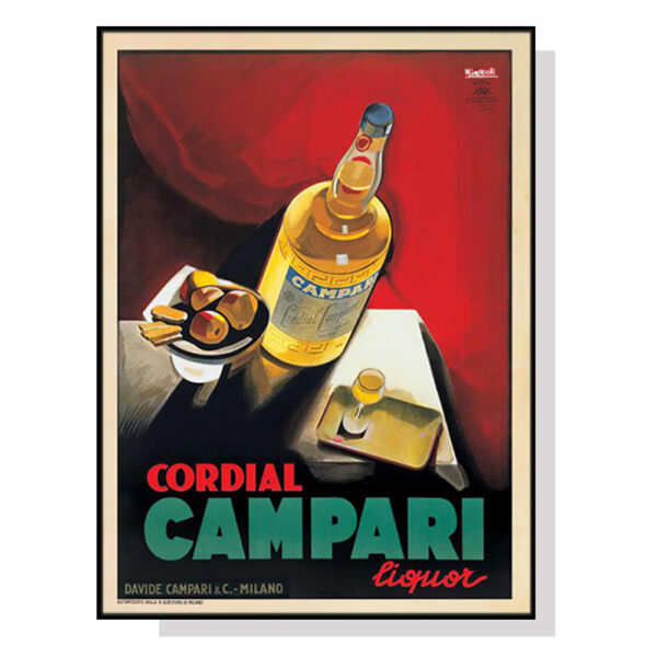 Fanno-Canvas Wall Art 50x70cm Cordial Campari Liquor Black Frame Home Decor Print