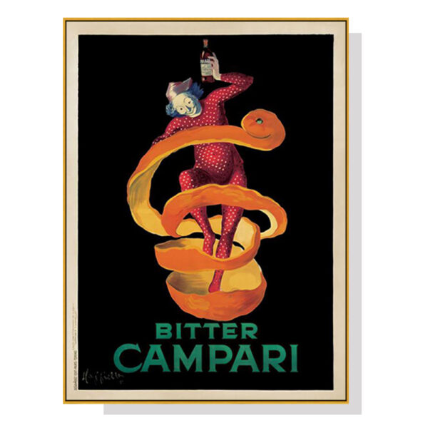 Fanno-Canvas Wall Art 50x70cm Bitter Campari Gold Frame Premium Print Home Decor