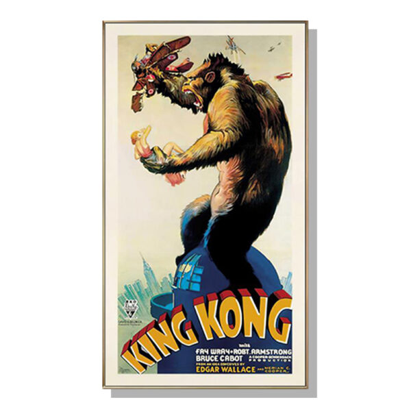 Fanno-Canvas Wall Art 50x100cm King Kong 1933 Premium Framed Print for Home Decor