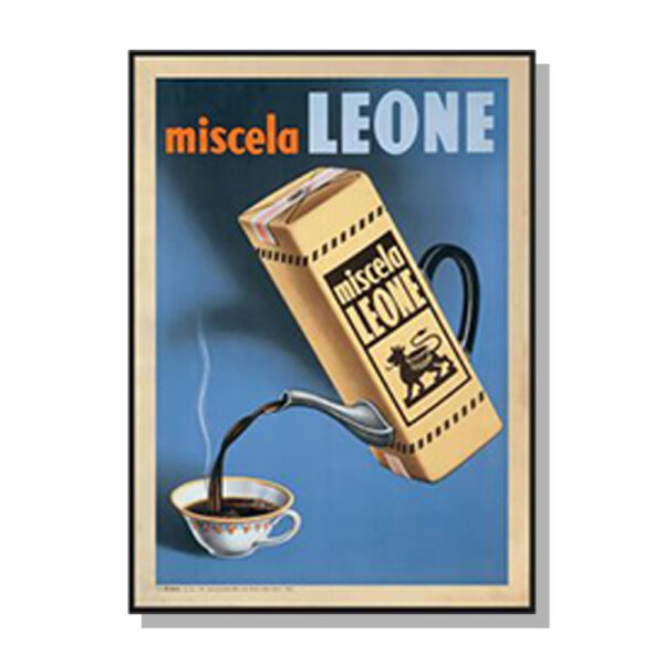 Fanno-Canvas Wall Art 40x60cm Miscela Leone 1950 Black Frame Premium Print Decor