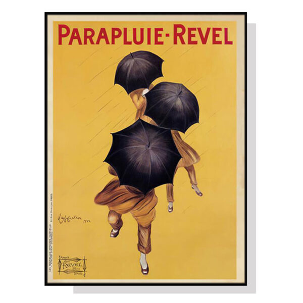 Fanno-Canvas Wall Art 40x60cm Parapluie Revel Black Frame Premium Print Decor