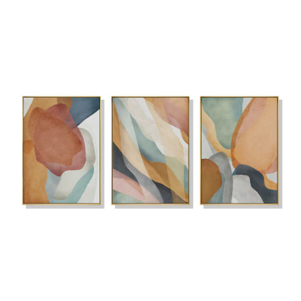 Fanno-Canvas Wall Art Set 40x60cm Abstract Orange with Gold Frame for Home Decor