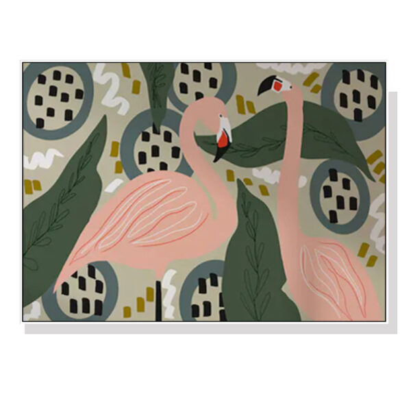 Fanno-Canvas Wall Art Flamingo Print 50x70cm Framed Premium Quality Home Decor