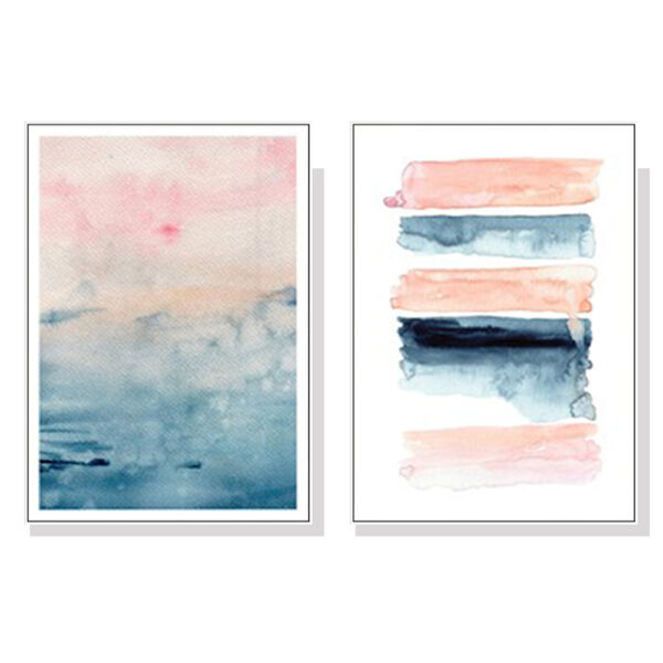 Fanno-Canvas Wall Art Set Abstract Pink 40x60cm with White Floating Frame Decor