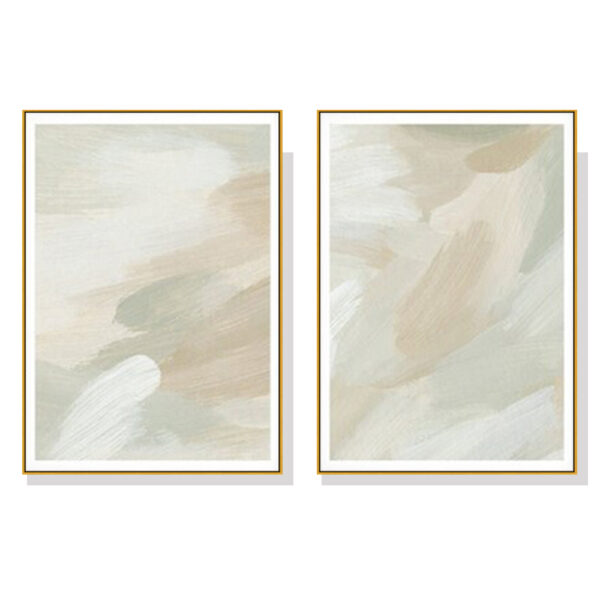 Fanno-Canvas Wall Art Set Beige and Sage Green 40x60cm with Gold Floating Frame