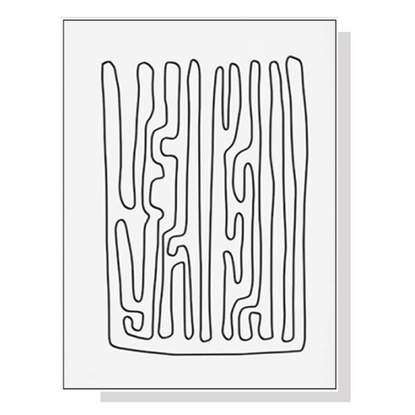 Fanno-Canvas Wall Art 100x150cm Black and White Lines with White Floating Frame