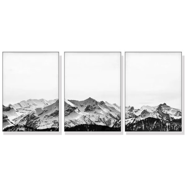 Fanno-Canvas Wall Art Set Black White Mountain 50x70cm Framed Home Decor Australia