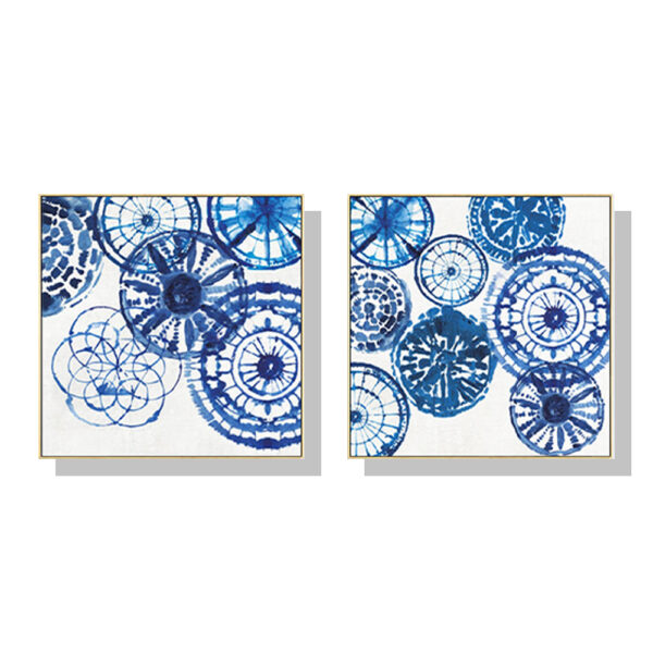 Fanno-Canvas Wall Art Set 50x50cm Blue Day with Gold Frame for Home Decor