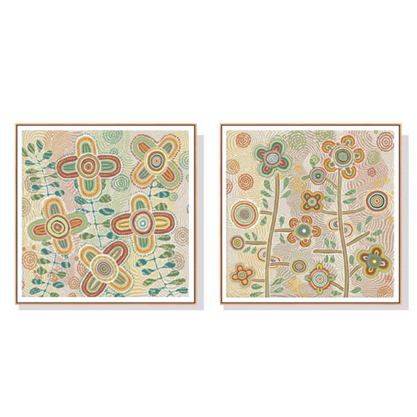 Fanno-Canvas Wall Art 80x80cm Lovely Pattern II Set of 2 Framed Prints for Home Decor