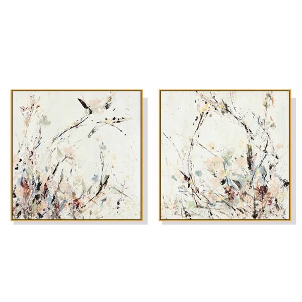 Fanno-Canvas Wall Art 100x100cm Afternoon Walk Set with Gold Floating Frame