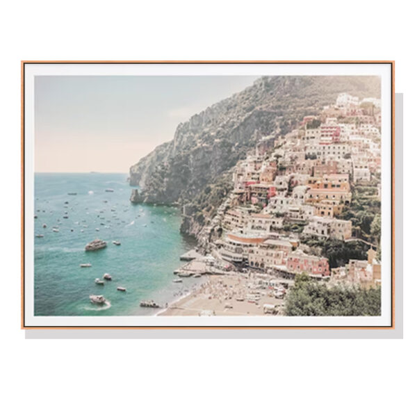 Fanno-Canvas Wall Art 100cmx150cm Italy Amalfi Coast Framed Print for Home Decor