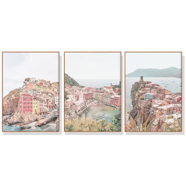 Fanno-Canvas Wall Art Italy Cinque Terre 70x100cm Framed Print for Home Decor