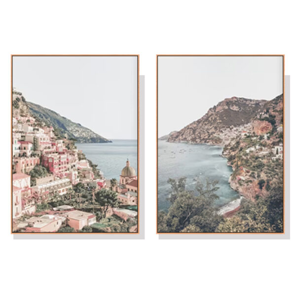 Fanno-Canvas Wall Art Set Italy Positano 50x70cm Framed Premium Print Home Decor