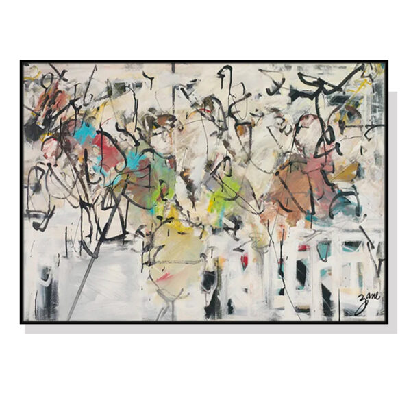 Fanno-Canvas Wall Art 50x70cm Abstract White Dream with Black Frame for Home Decor