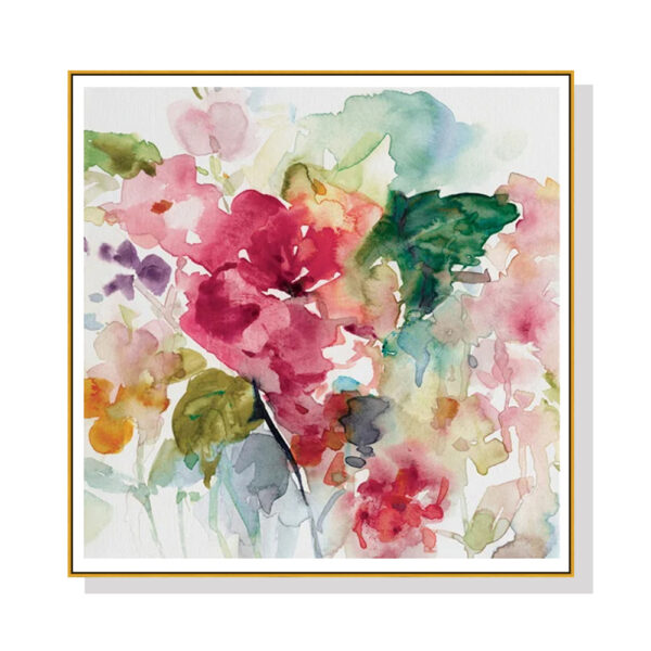 Fanno-Canvas Wall Art Floral Brunch Gold Frame 90cm x 90cm Premium Print Decor