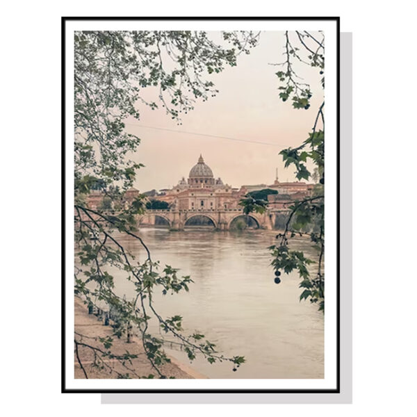 Fanno-Canvas Wall Art 100x150cm Rome City Black Frame Premium Print for Home Decor