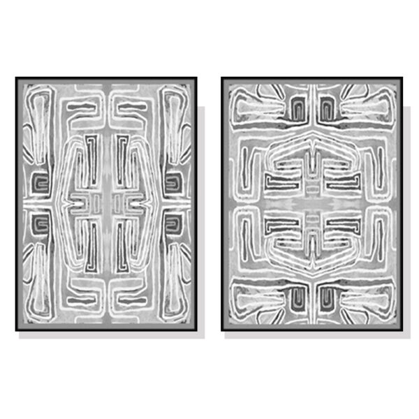 Fanno-Canvas Wall Art Set Black White Pattern Framed 50x70cm Home Decor Australia