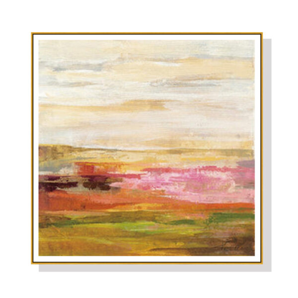 Fanno-Canvas Wall Art 40x40cm Blooming Field with Gold Frame for Home Decor