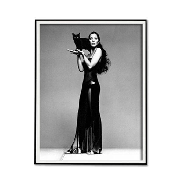 Fanno-Canvas Wall Art 70x100cm Cher Music Black and White Framed Print for Home Decor