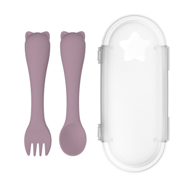 Fanno-Silicone Fork and Spoon Set for Babies with Travel Case Non-Toxic Soft Grip