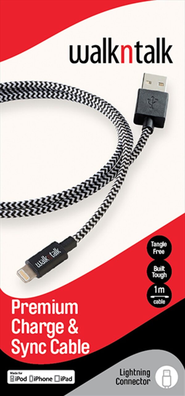 Fanno-Braided Charge Sync Cable for Apple Devices Durable and Long Lasting Black